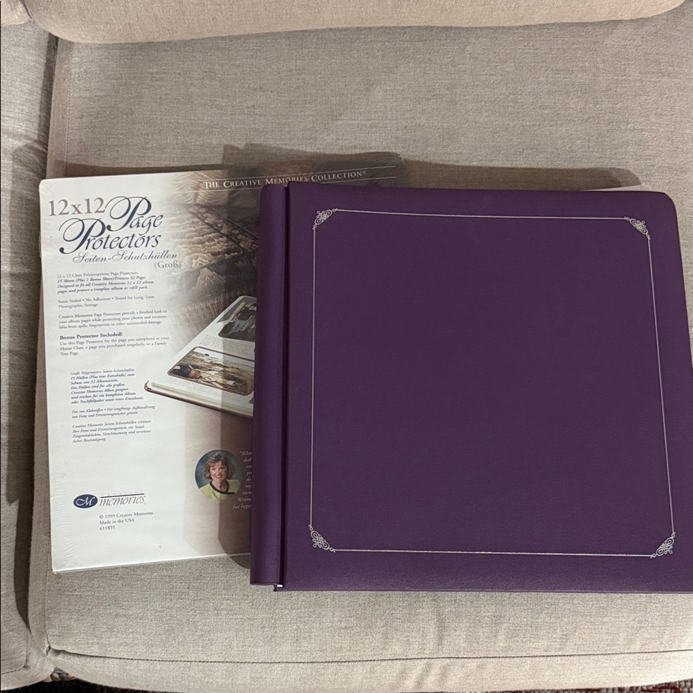 Creative Memories Purple Scrapbook Album with Decorative Trim-Pages & Protectors